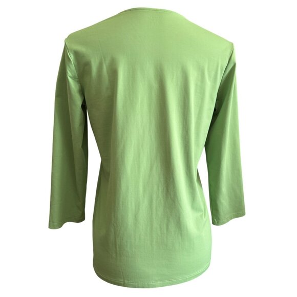 Lands End Womens Green V-Neck 3/4 Sleeve Top S 6-8 Nylon/Spandex Stretch - Picture 2 of 6